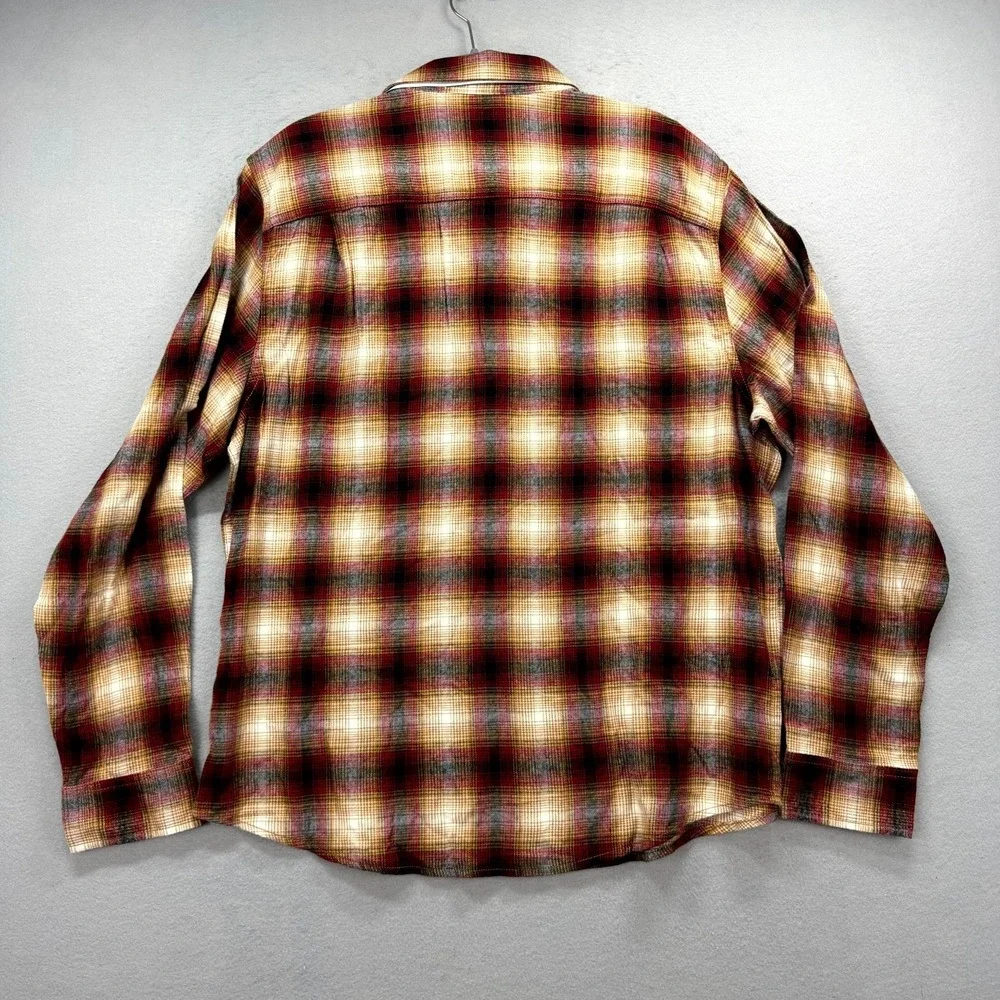 George Flannel Shirt‎ Mens XL Brown Beige Plaid Super Soft Long Sleeve Button Up